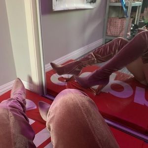 Steve Madden rose gold velvet boots